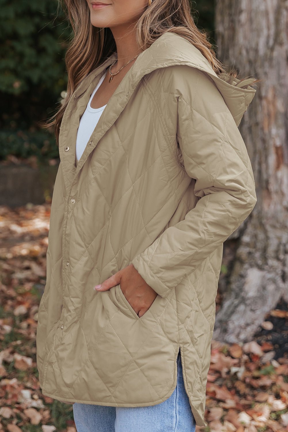 Solid Quilted Snap Button Hooded Puffer Coat - Rooted & Reckless Co.