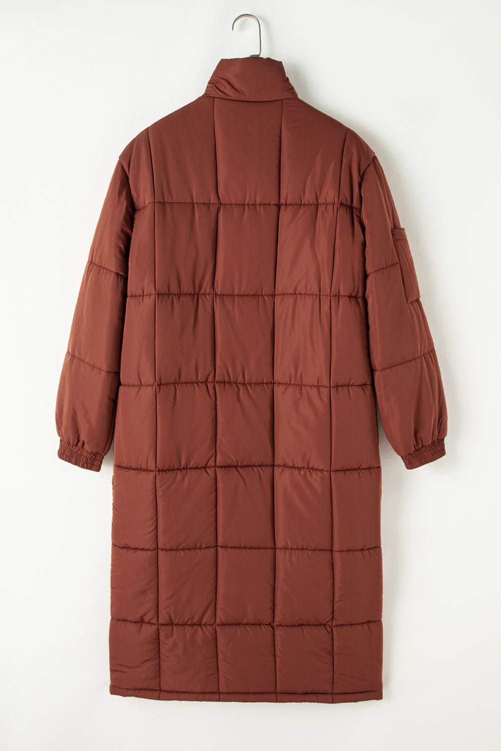 Solid Quilted Stand-Neck Zip-Up Buttoned Puffer Coat - Rooted & Reckless Co.