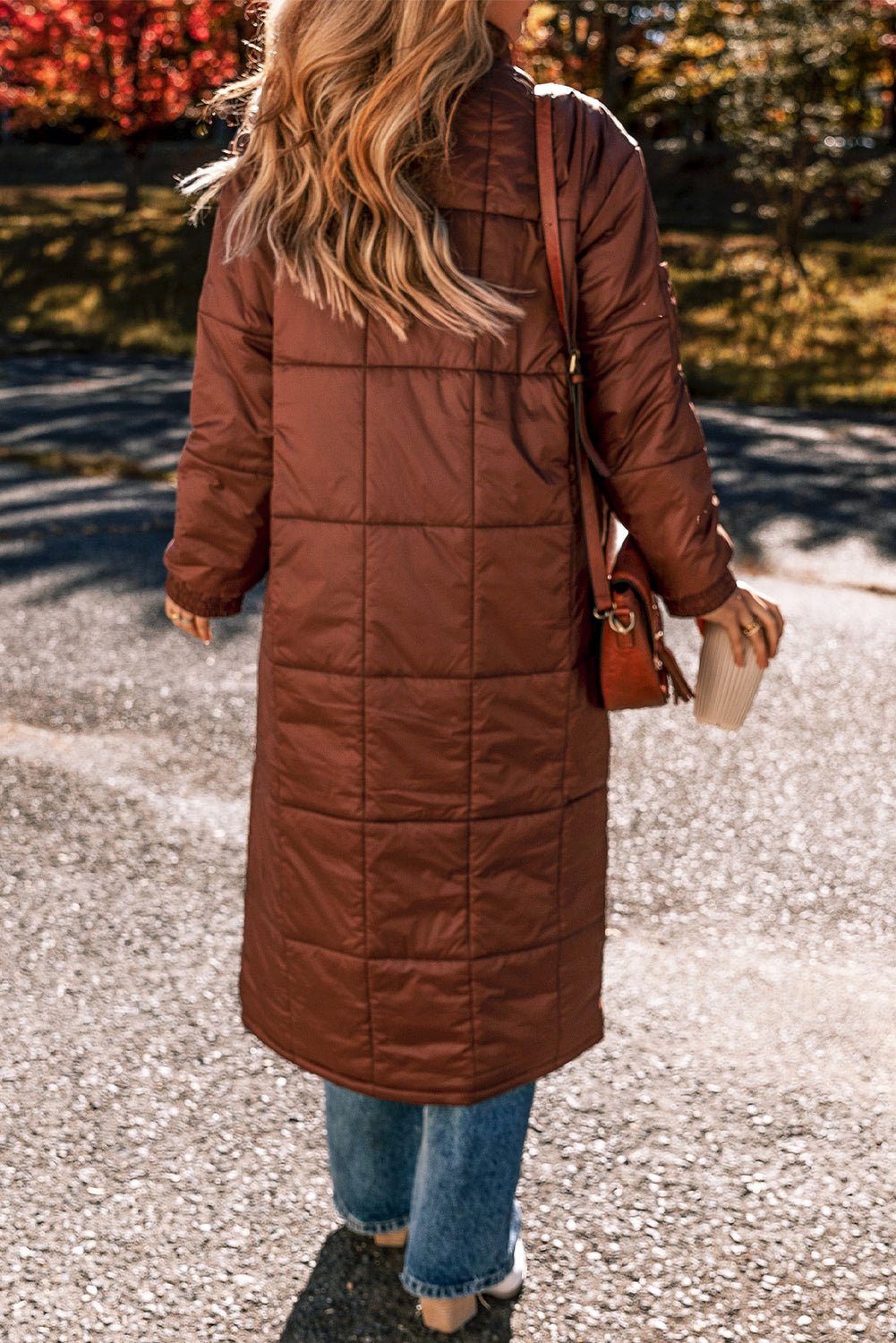 Solid Quilted Stand-Neck Zip-Up Buttoned Puffer Coat - Rooted & Reckless Co.