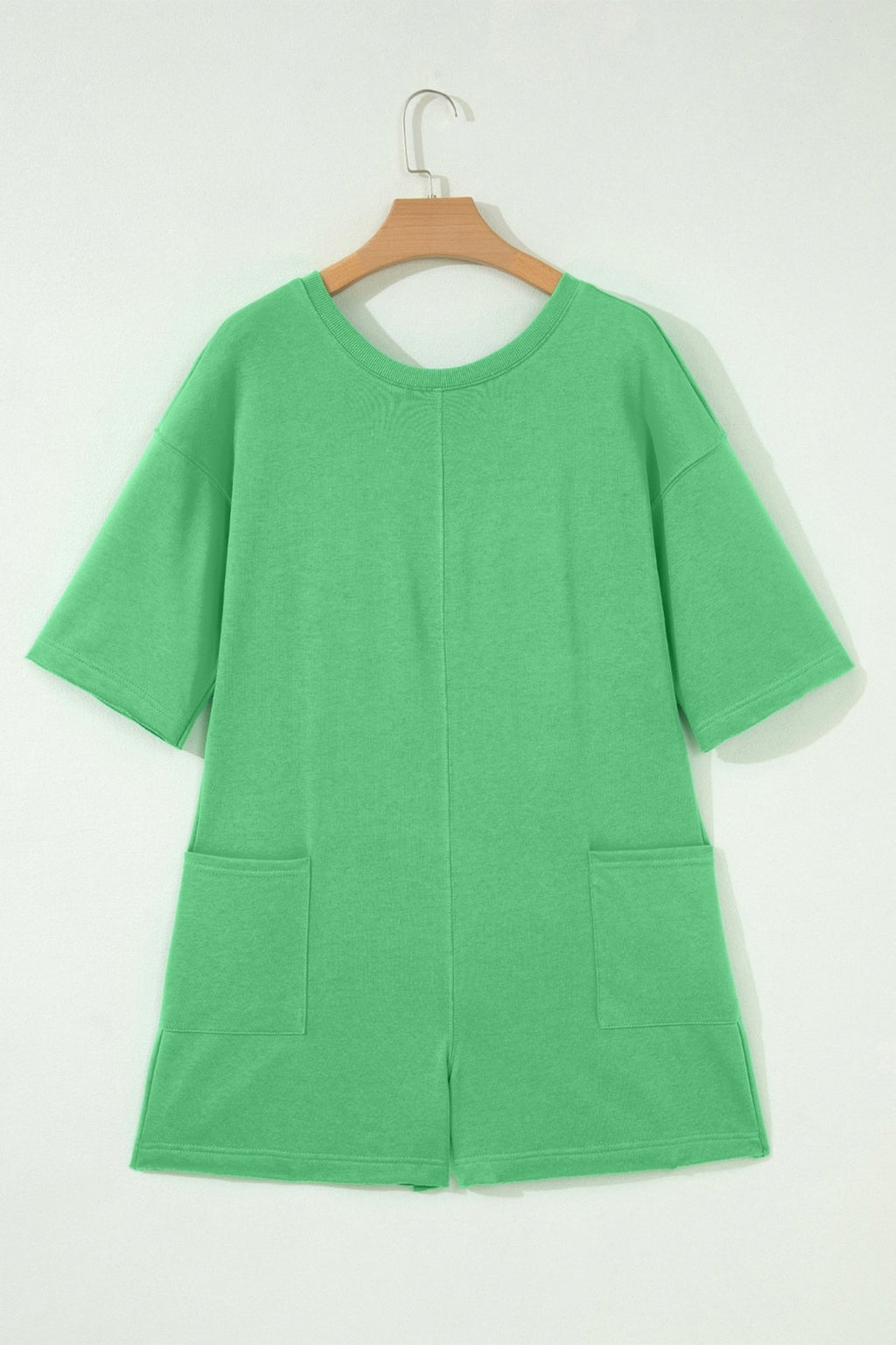 Solid Raw Edge 3/4 Sleeve Pocketed Loose Romper - Rooted & Reckless Co.