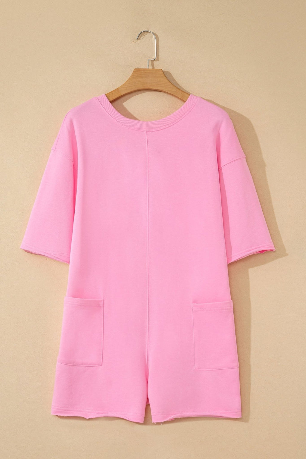 Solid Raw Edge Short Sleeve Pocketed Romper - Rooted & Reckless Co.