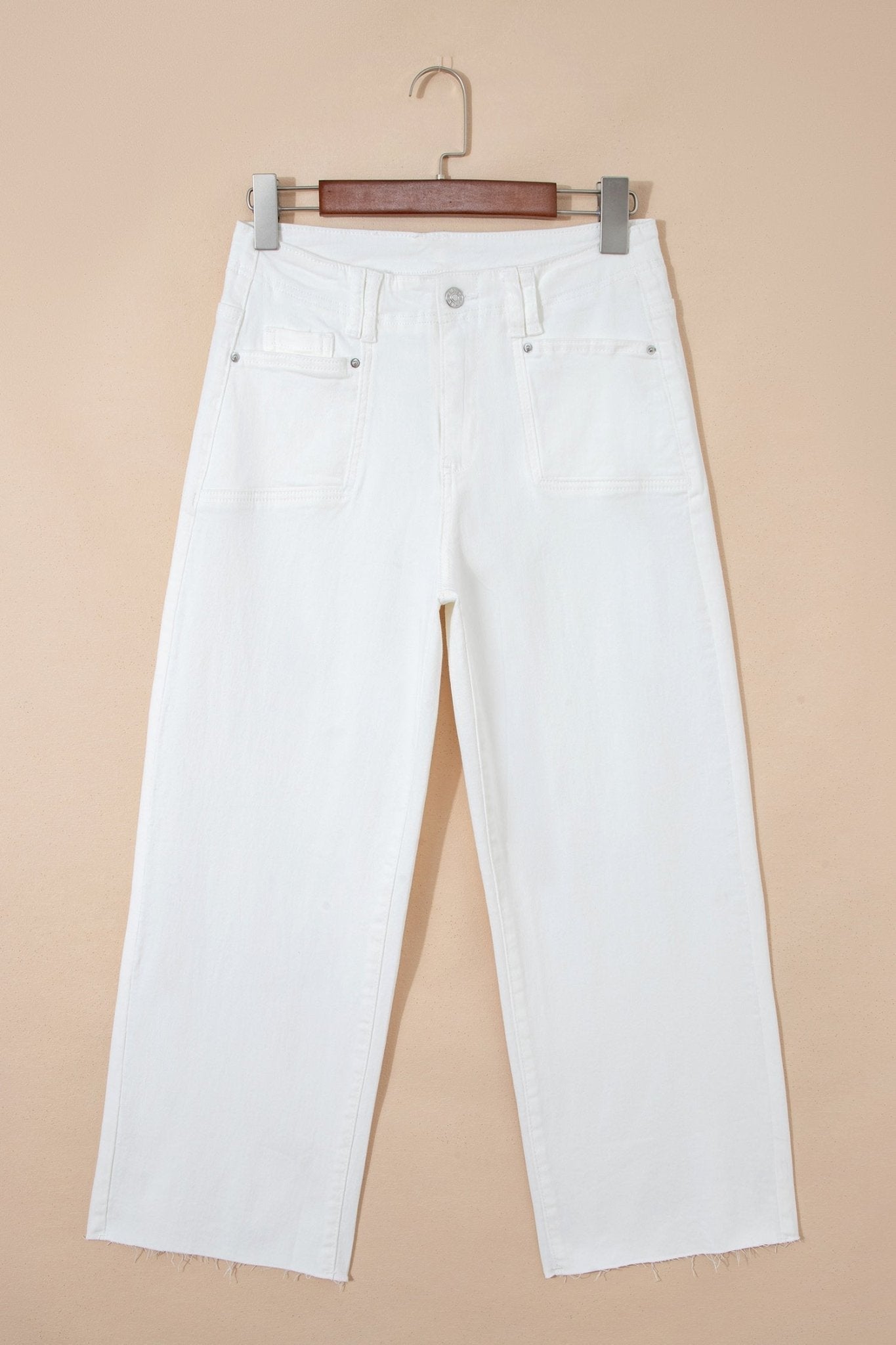 Solid Raw Hem Cropped Straight Leg Jeans - Rooted & Reckless Co.