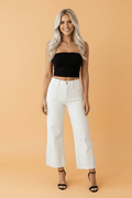 Solid Raw Hem Cropped Straight Leg Jeans - Rooted & Reckless Co.