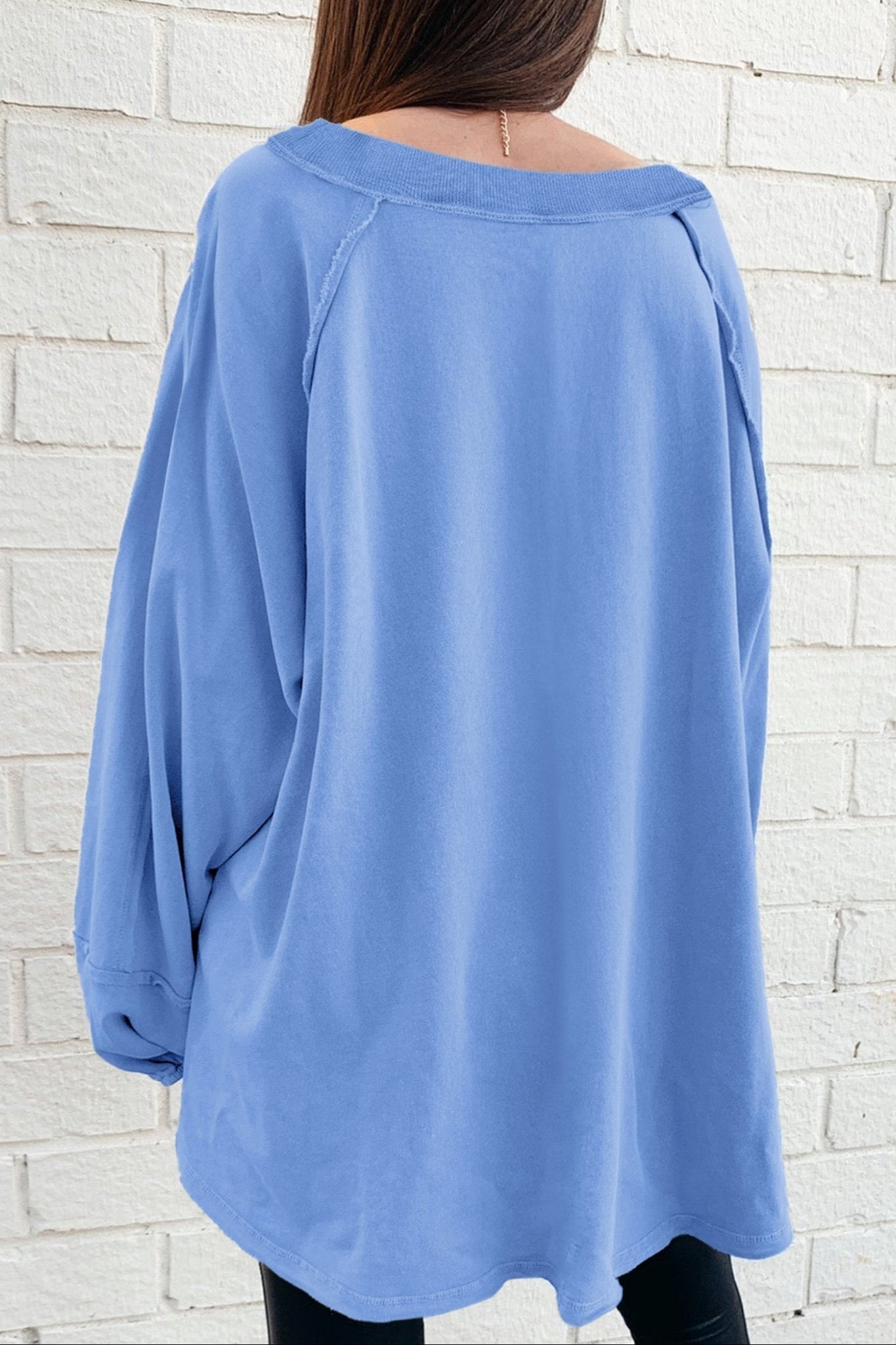 Solid Raw Seam Patchwork Baggy Sweatshirt - Rooted & Reckless Co.