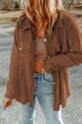 Solid Reverse Seam Button-Front Terry Shacket - Rooted & Reckless Co.