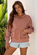 Solid Reverse Seam Half-Zip Side Pocket Sweatshirt - Rooted & Reckless Co.