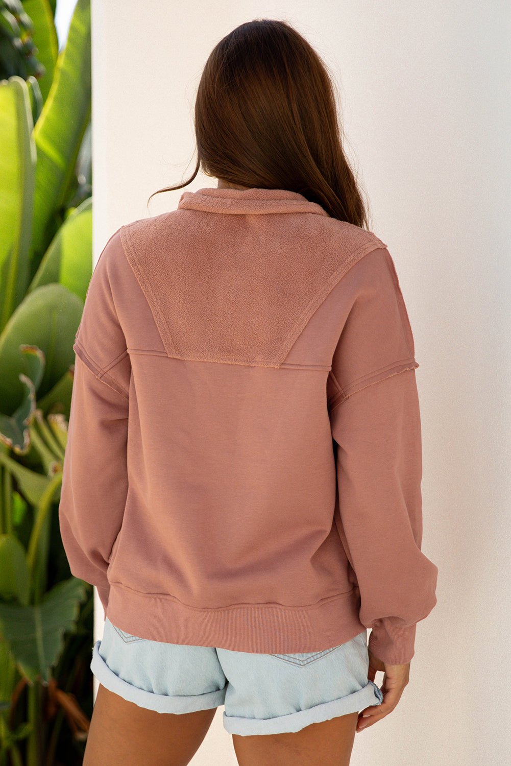 Solid Reverse Seam Half-Zip Side Pocket Sweatshirt - Rooted & Reckless Co.