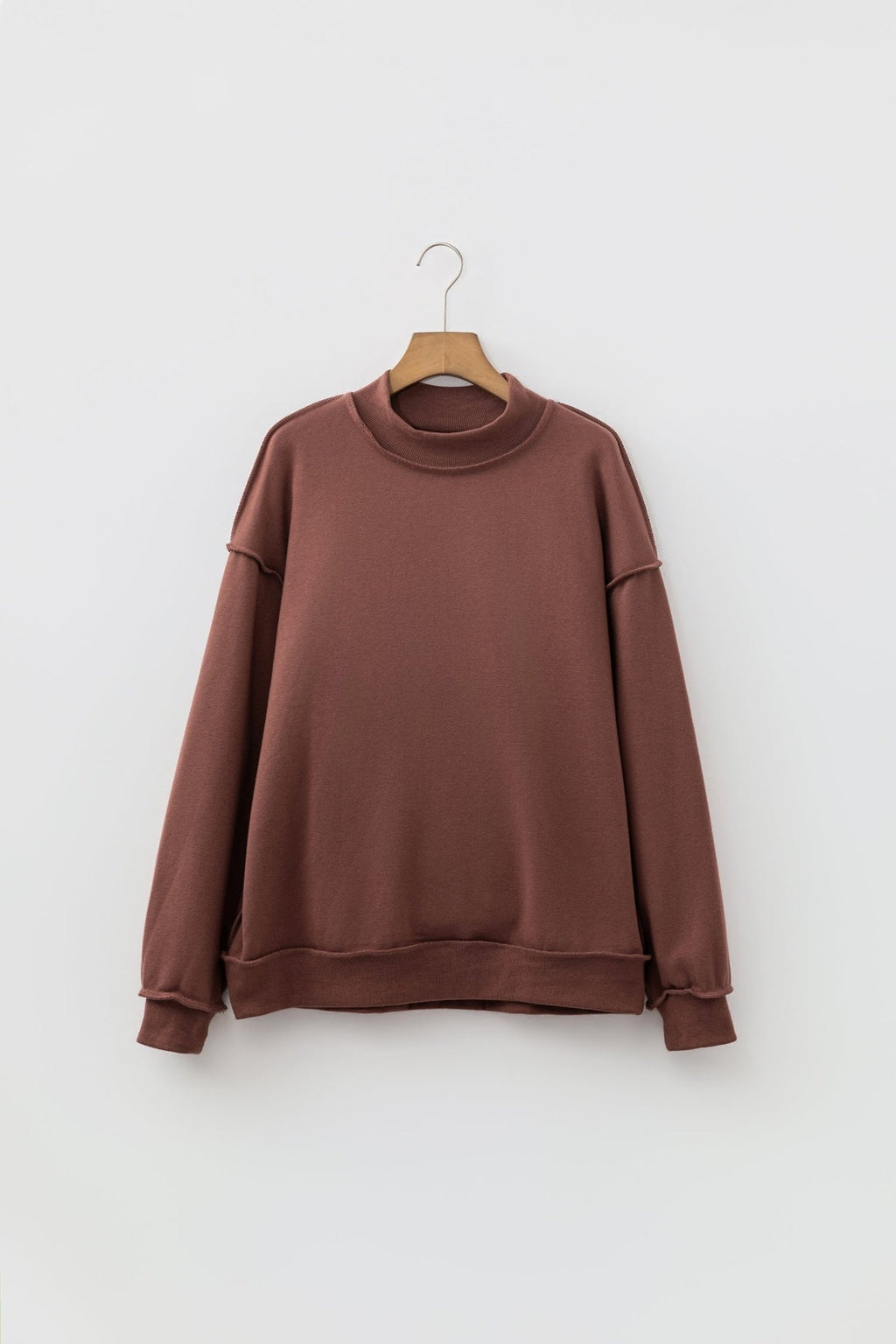 Solid Reversible Mock Neck Oversized Sweatshirt - Rooted & Reckless Co.