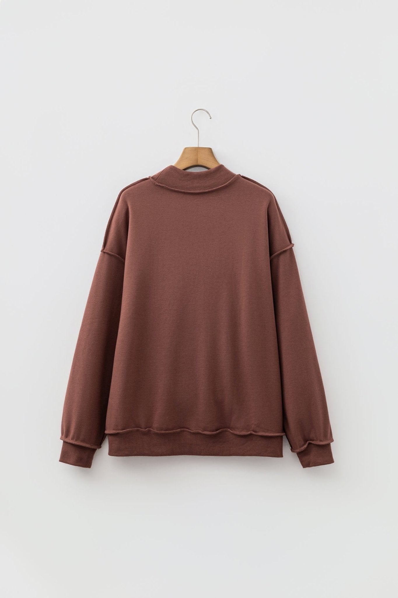Solid Reversible Mock Neck Oversized Sweatshirt - Rooted & Reckless Co.