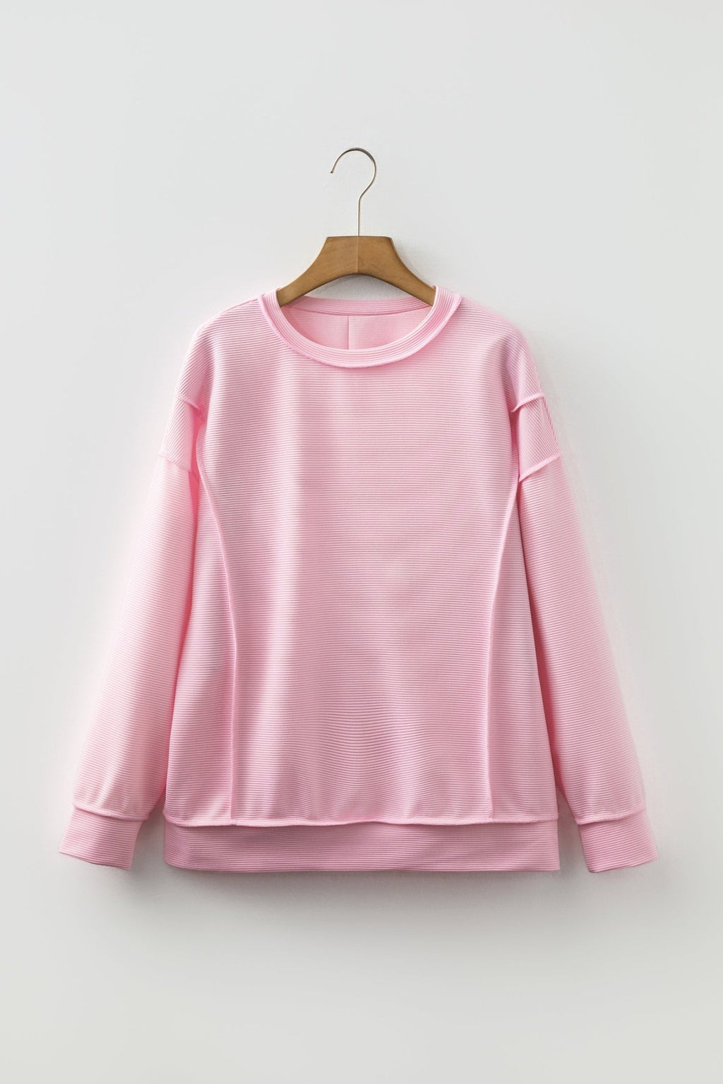 Solid Ribbed Exposed Seam Long Sleeve Top - Rooted & Reckless Co.
