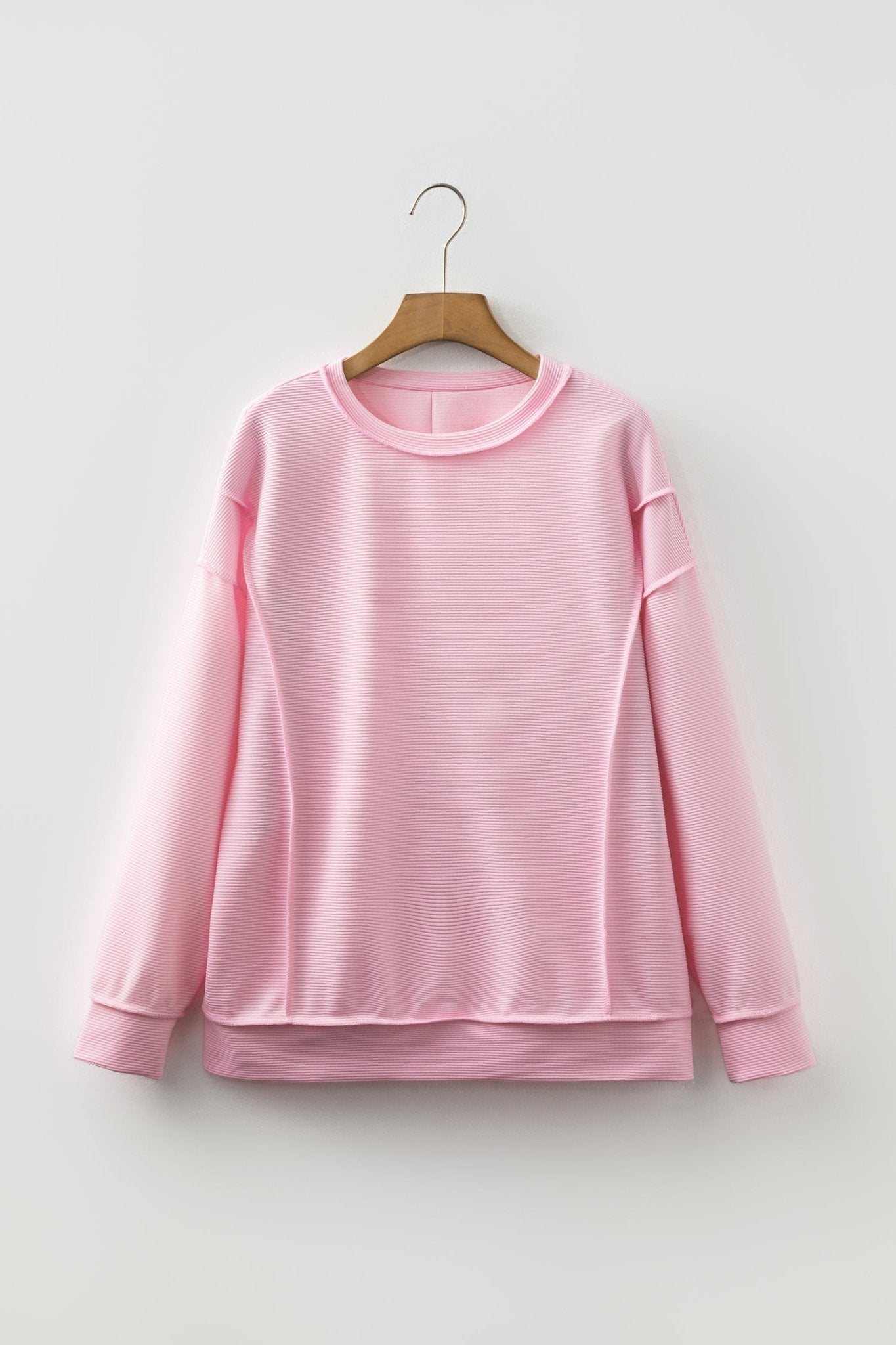 Solid Ribbed Exposed Seam Long Sleeve Top - Rooted & Reckless Co.
