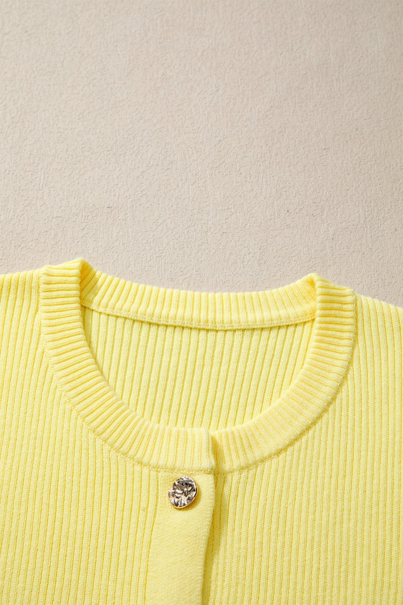 Solid Ribbed Frilled Short Sleeve Sweater Cardigan - Rooted & Reckless Co.