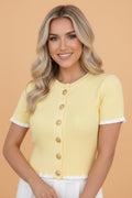 Solid Ribbed Frilled Short Sleeve Sweater Cardigan - Rooted & Reckless Co.