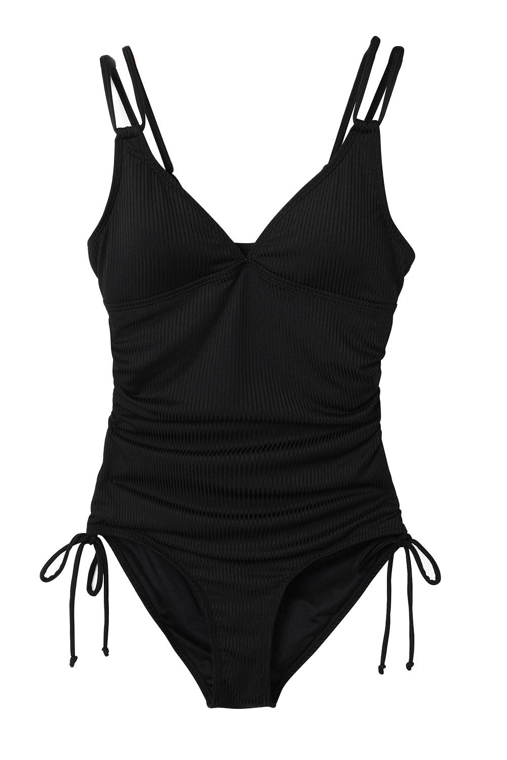Solid Ribbed Knit Adjustable Strap One-Piece Swimsuit - Rooted & Reckless Co.