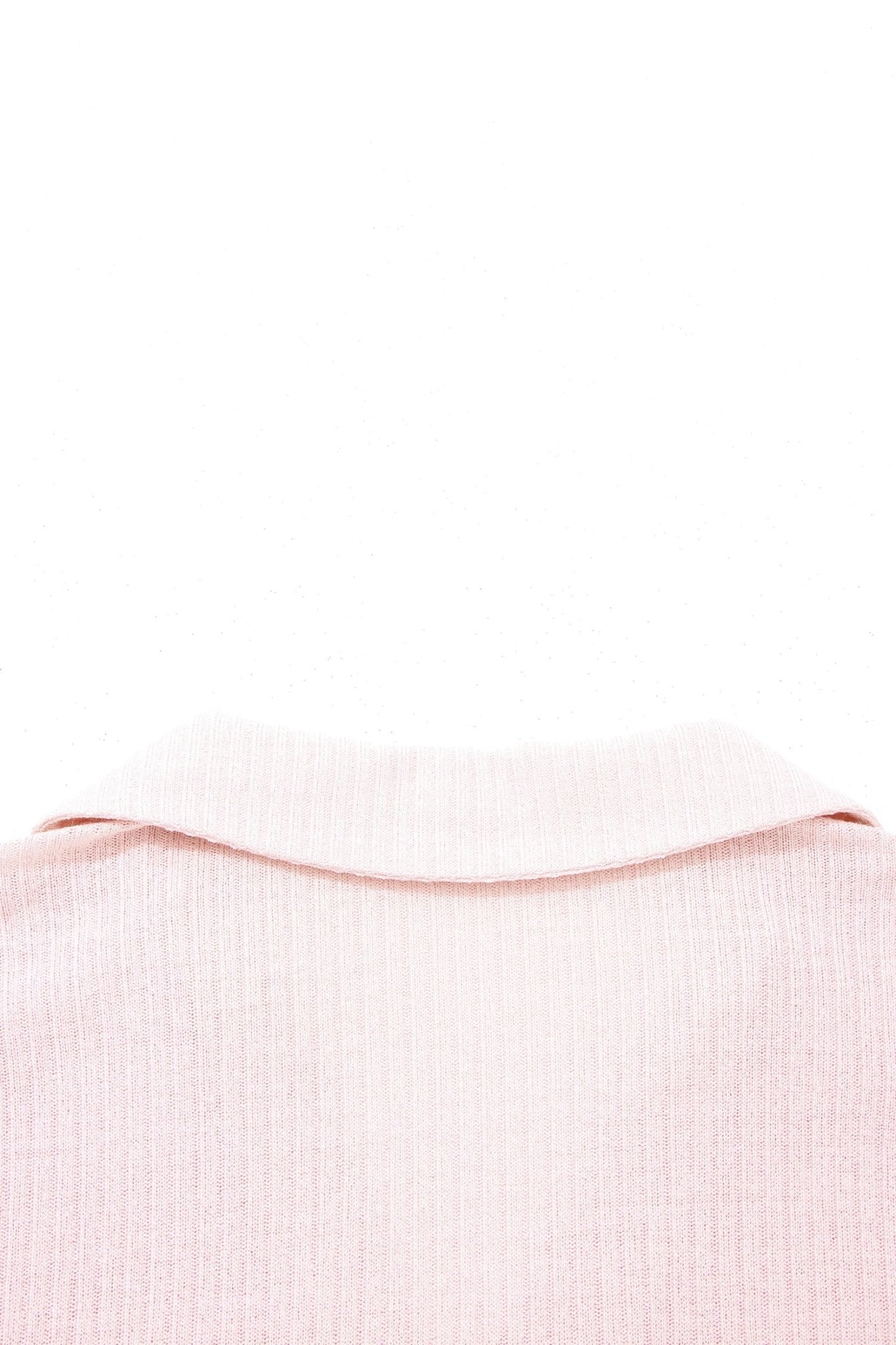 Solid Ribbed Knit Collared V-Neck Tee - Rooted & Reckless Co.