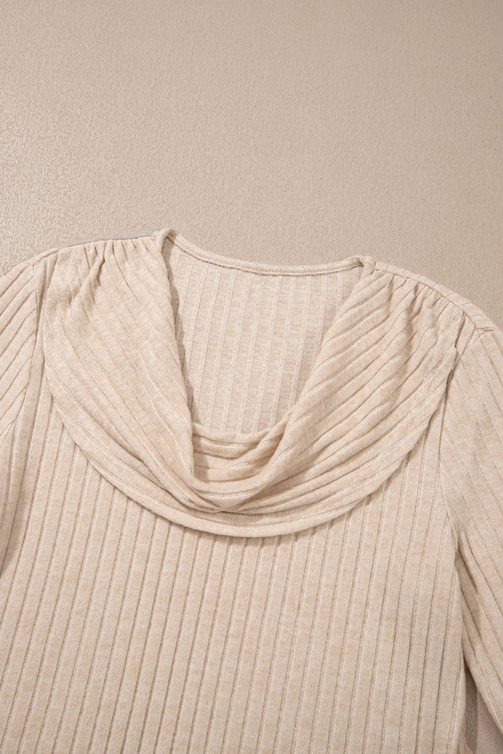 Solid Ribbed Knit Cowl Neck Long Sleeve Top - Rooted & Reckless Co.