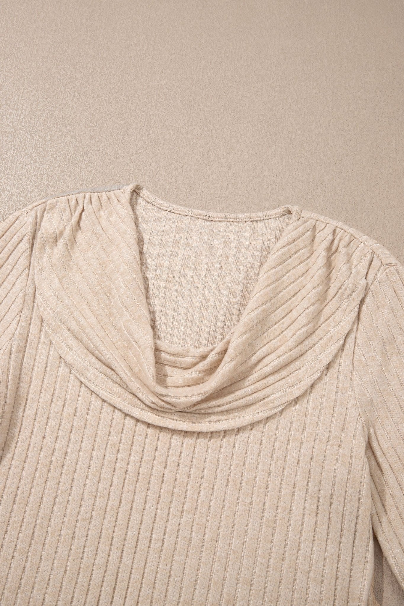 Solid Ribbed Knit Cowl Neck Long Sleeve Top - Rooted & Reckless Co.