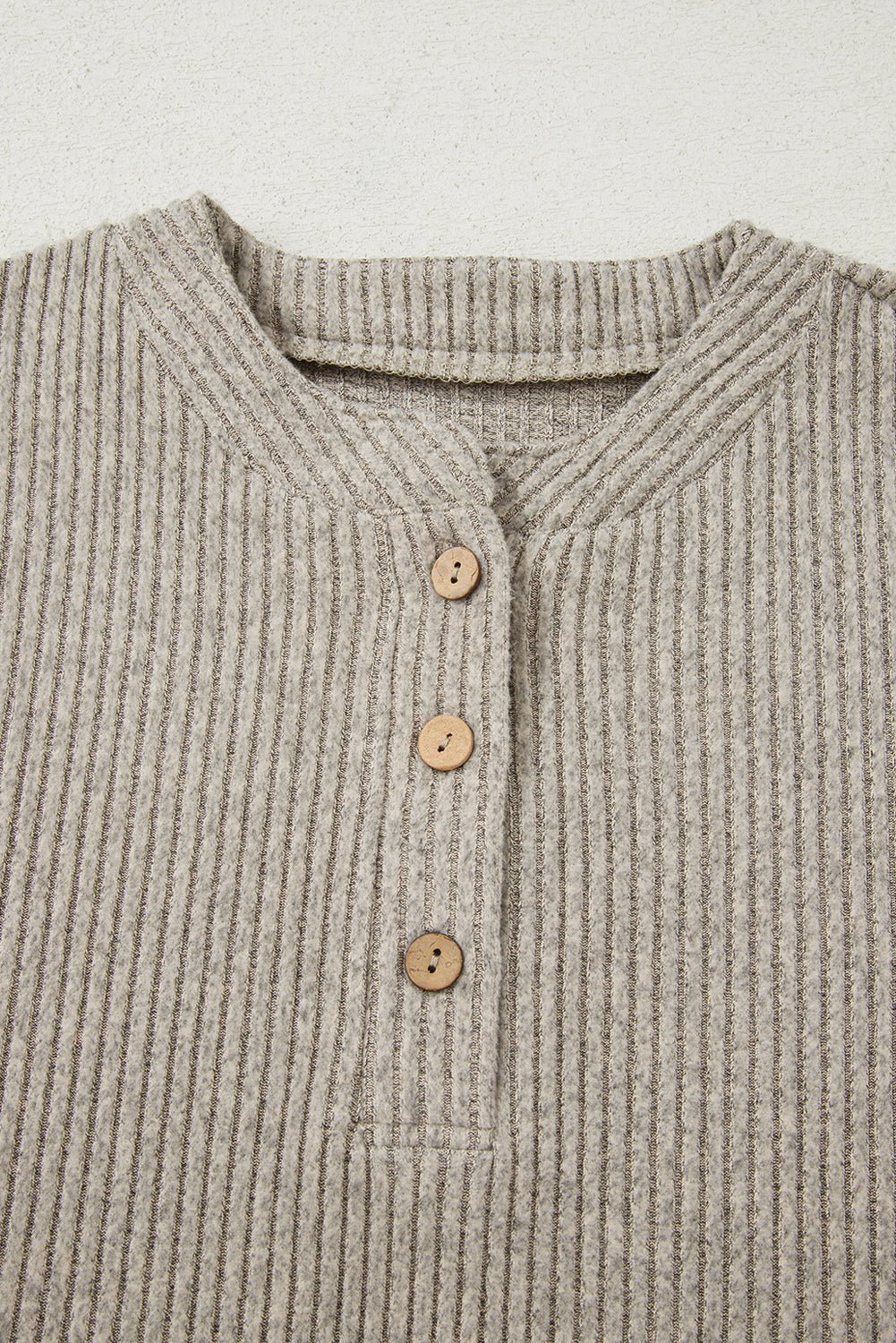Solid Ribbed Knit Drop Shoulder Henley Top - Rooted & Reckless Co.