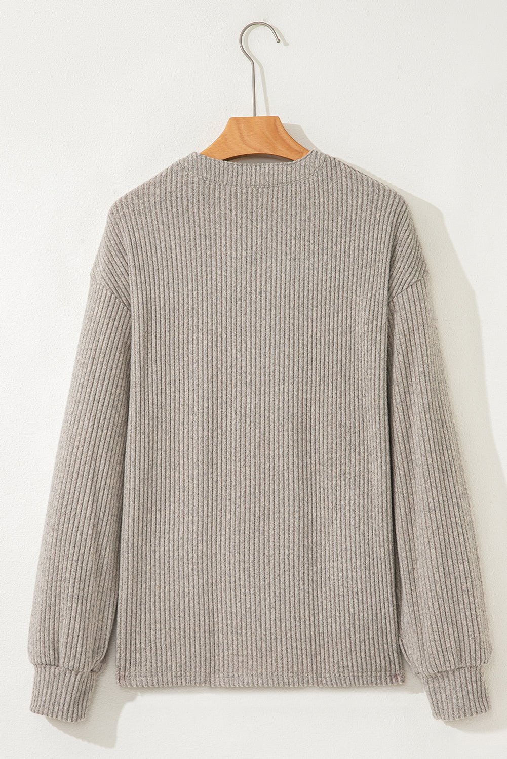 Solid Ribbed Knit Drop Shoulder Henley Top - Rooted & Reckless Co.