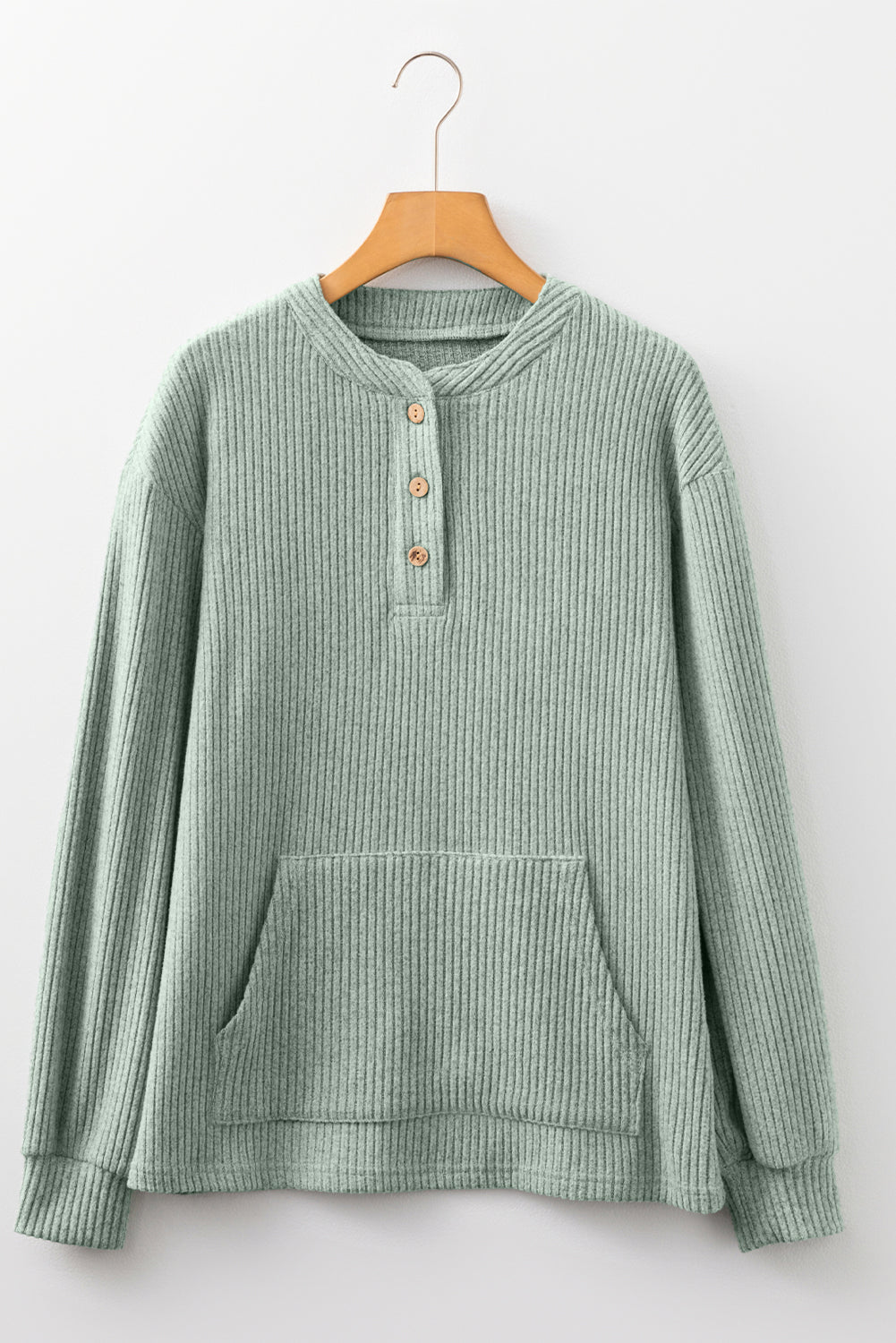 Solid Ribbed Knit Drop Shoulder Henley Top - Rooted & Reckless Co.