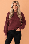 Solid Ribbed Knit Drop Shoulder Mock Neck Sweater - Rooted & Reckless Co.