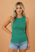 Solid Ribbed Knit Mineral Wash Tank Top - Rooted & Reckless Co.