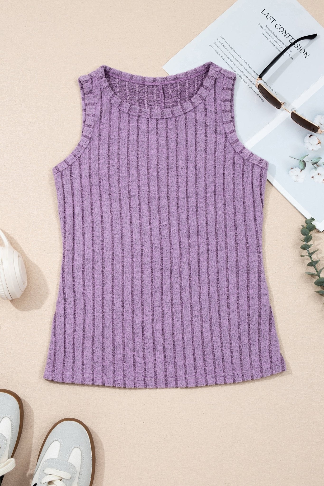 Solid Ribbed Knit Mineral Wash Tank Top - Rooted & Reckless Co.