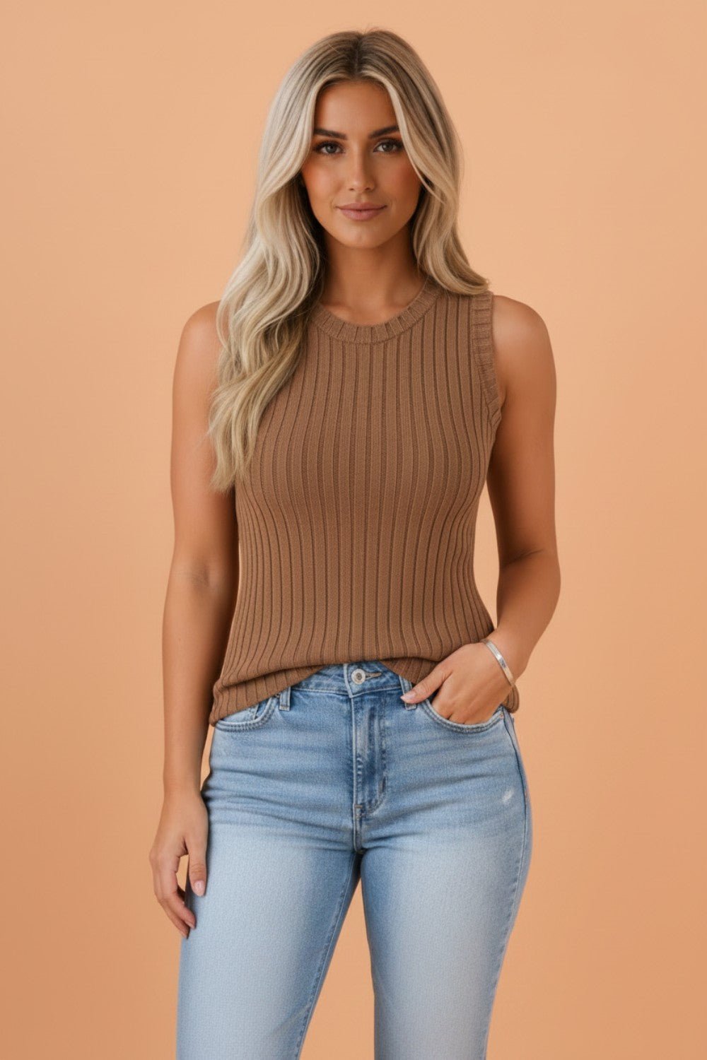 Solid Ribbed Knit Mineral Wash Tank Top - Rooted & Reckless Co.
