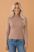 Solid Ribbed Knit Mock Neck Long Sleeve Top - Rooted & Reckless Co.