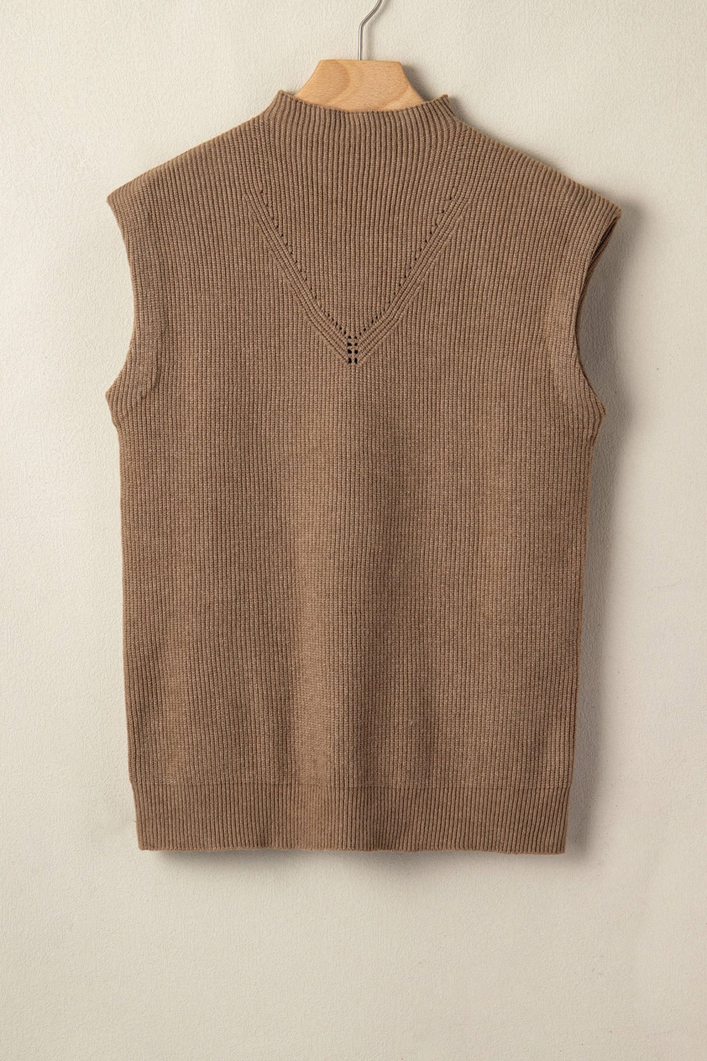 Solid Ribbed Knit Mock Neck Sleeveless Sweater - Rooted & Reckless Co.