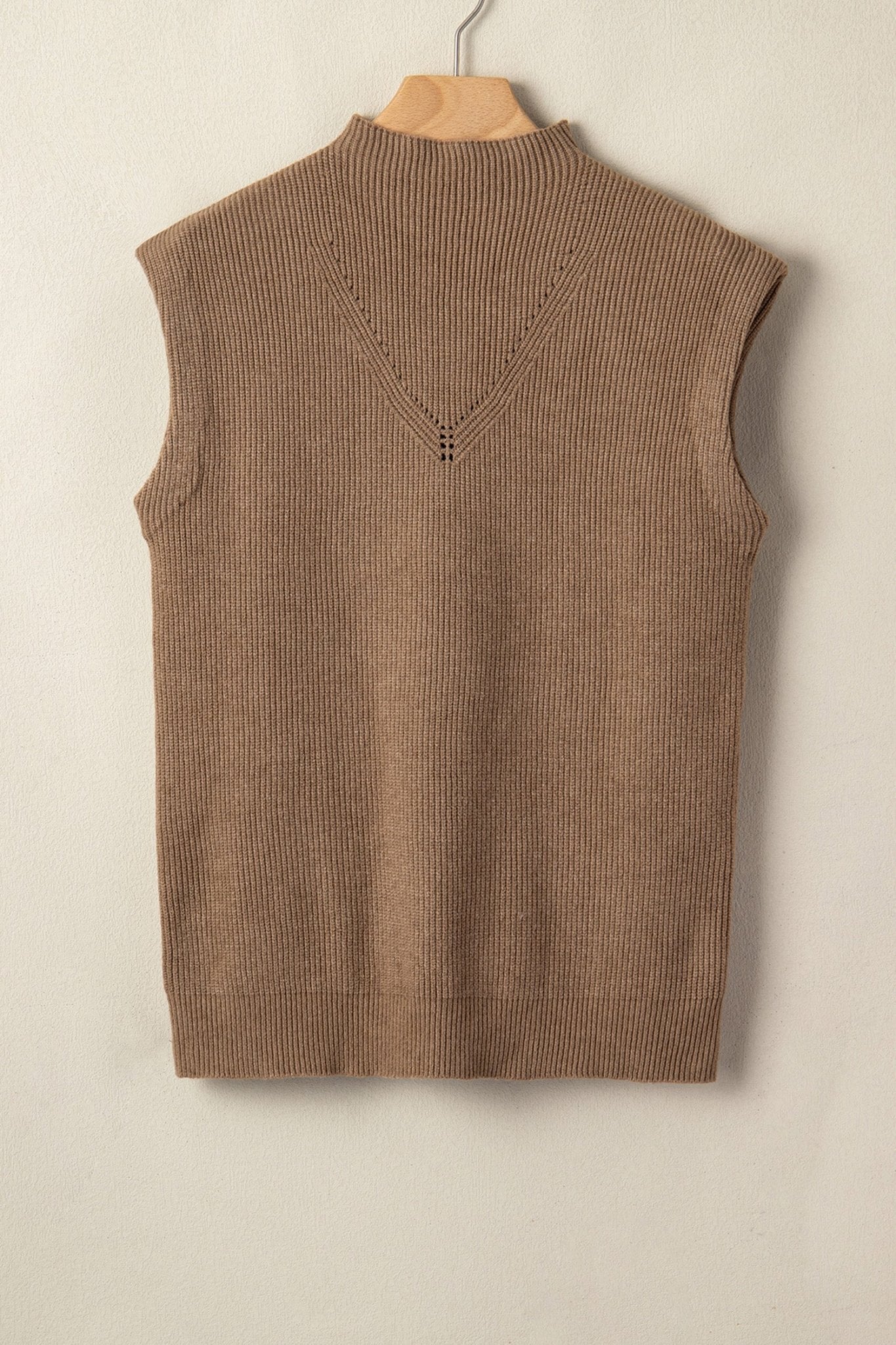 Solid Ribbed Knit Mock Neck Sleeveless Sweater - Rooted & Reckless Co.