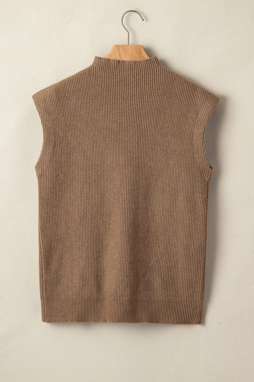 Solid Ribbed Knit Mock Neck Sleeveless Sweater - Rooted & Reckless Co.
