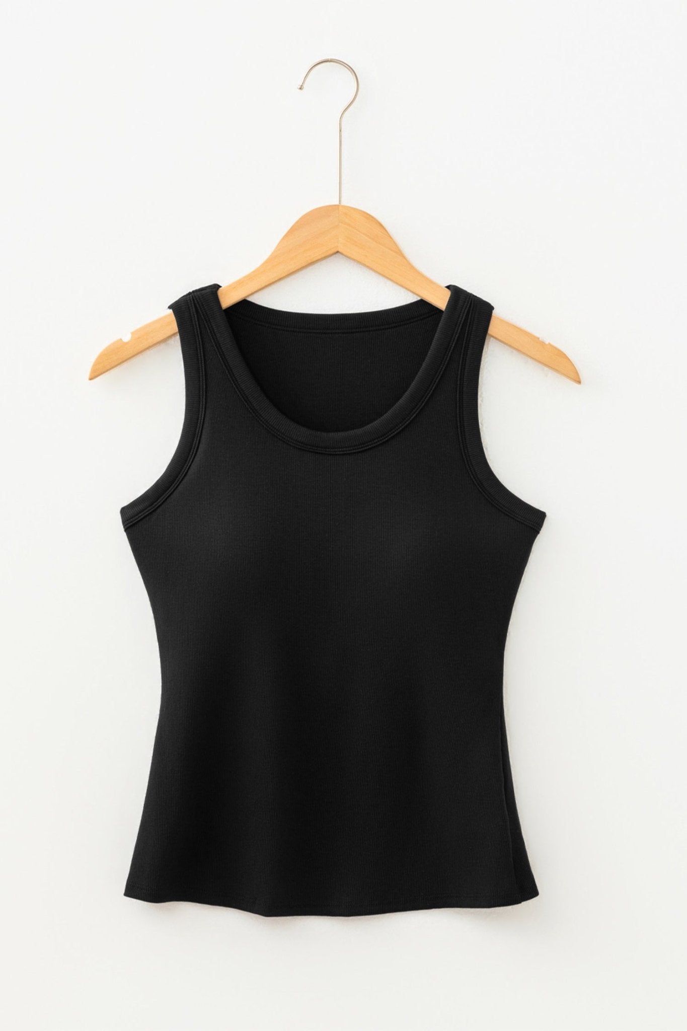 Solid Ribbed Knit Padded Tank Top - Rooted & Reckless Co.
