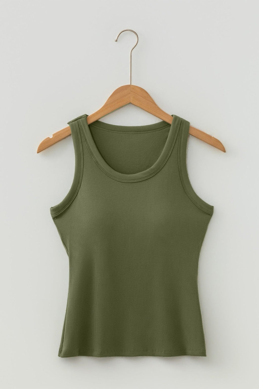Solid Ribbed Knit Padded Tank Top - Rooted & Reckless Co.