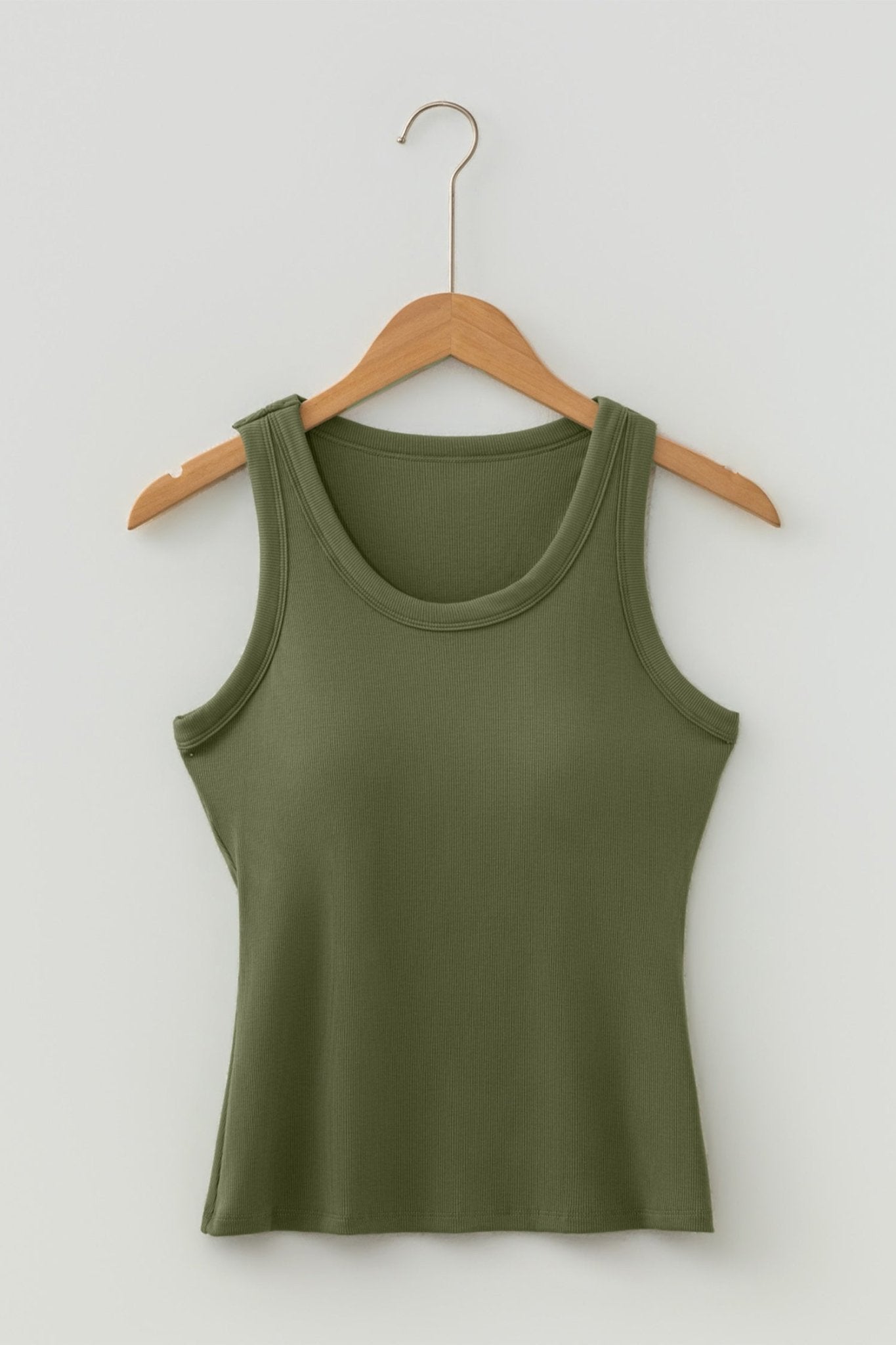 Solid Ribbed Knit Padded Tank Top - Rooted & Reckless Co.