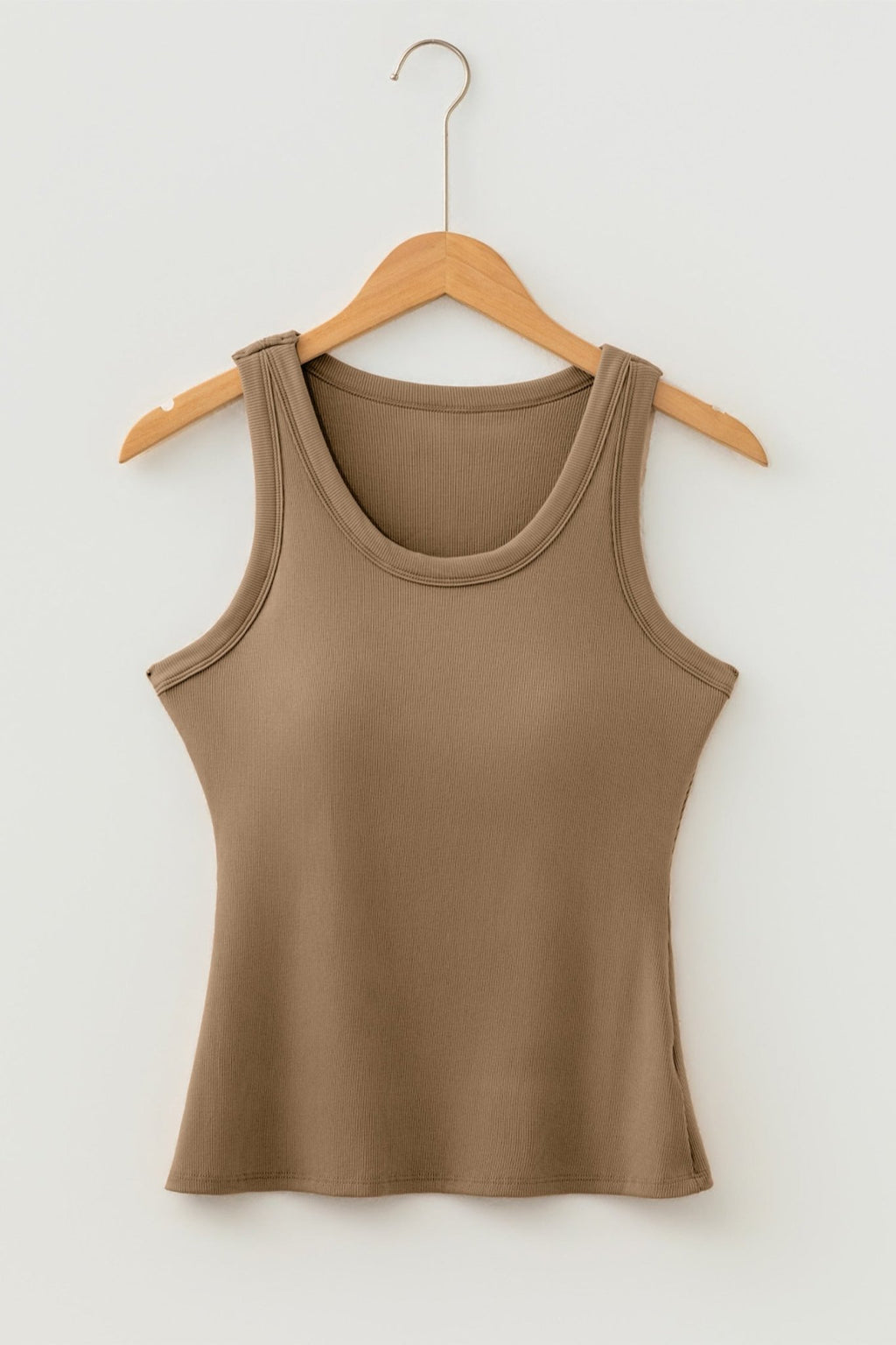 Solid Ribbed Knit Padded Tank Top - Rooted & Reckless Co.