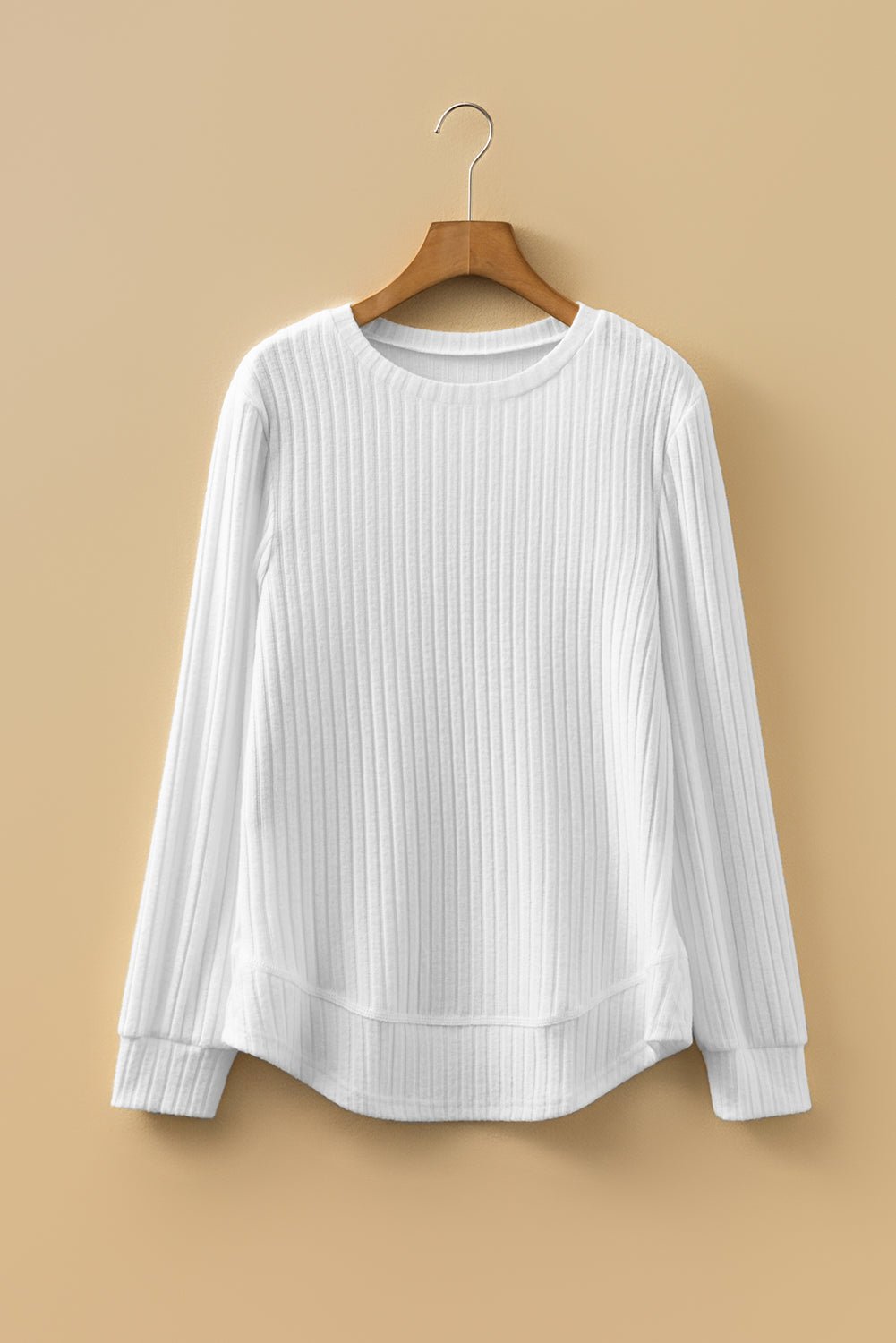 Solid Ribbed Knit Textured Round Neck Top - Rooted & Reckless Co.