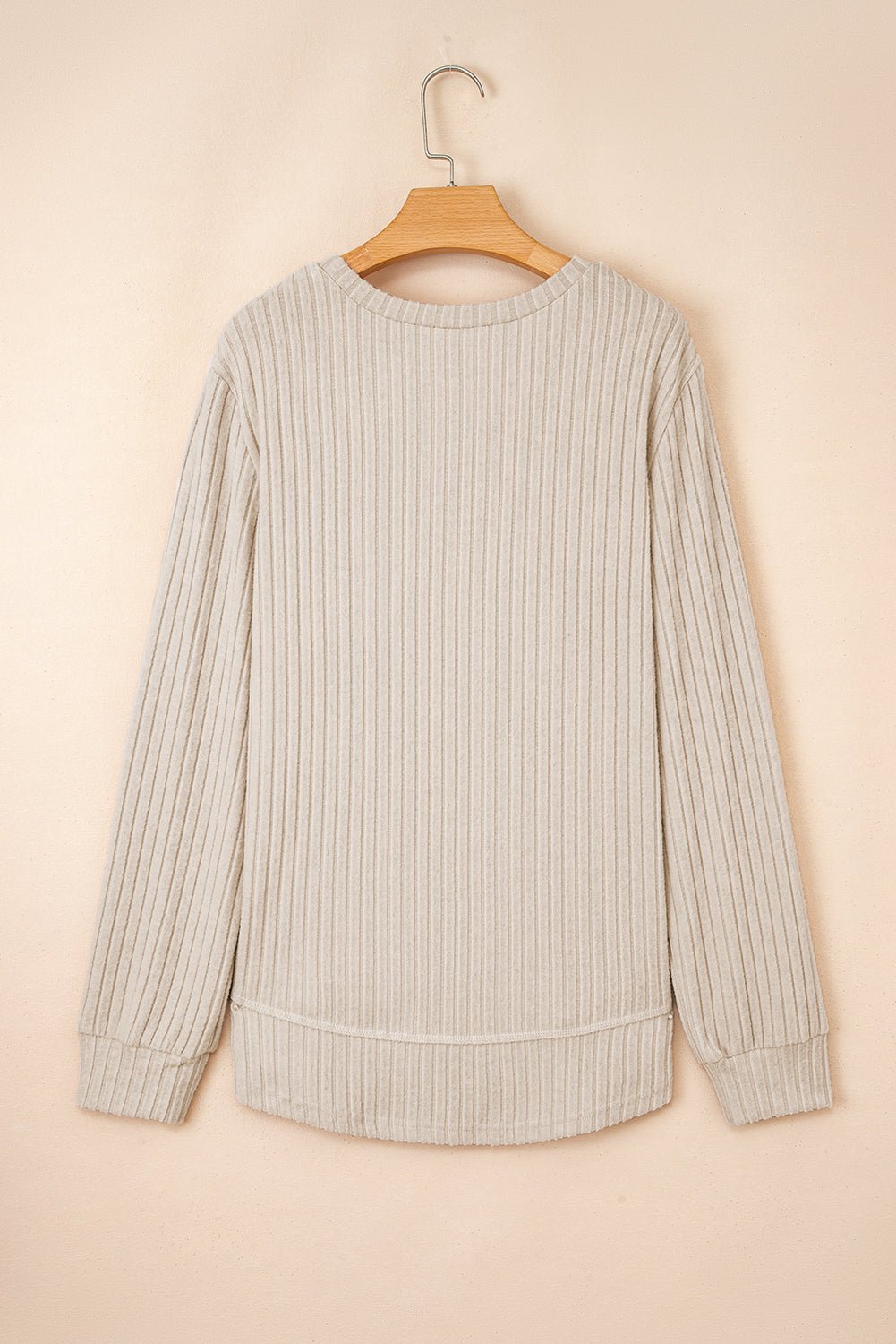 Solid Ribbed Knit Textured Round Neck Top - Rooted & Reckless Co.