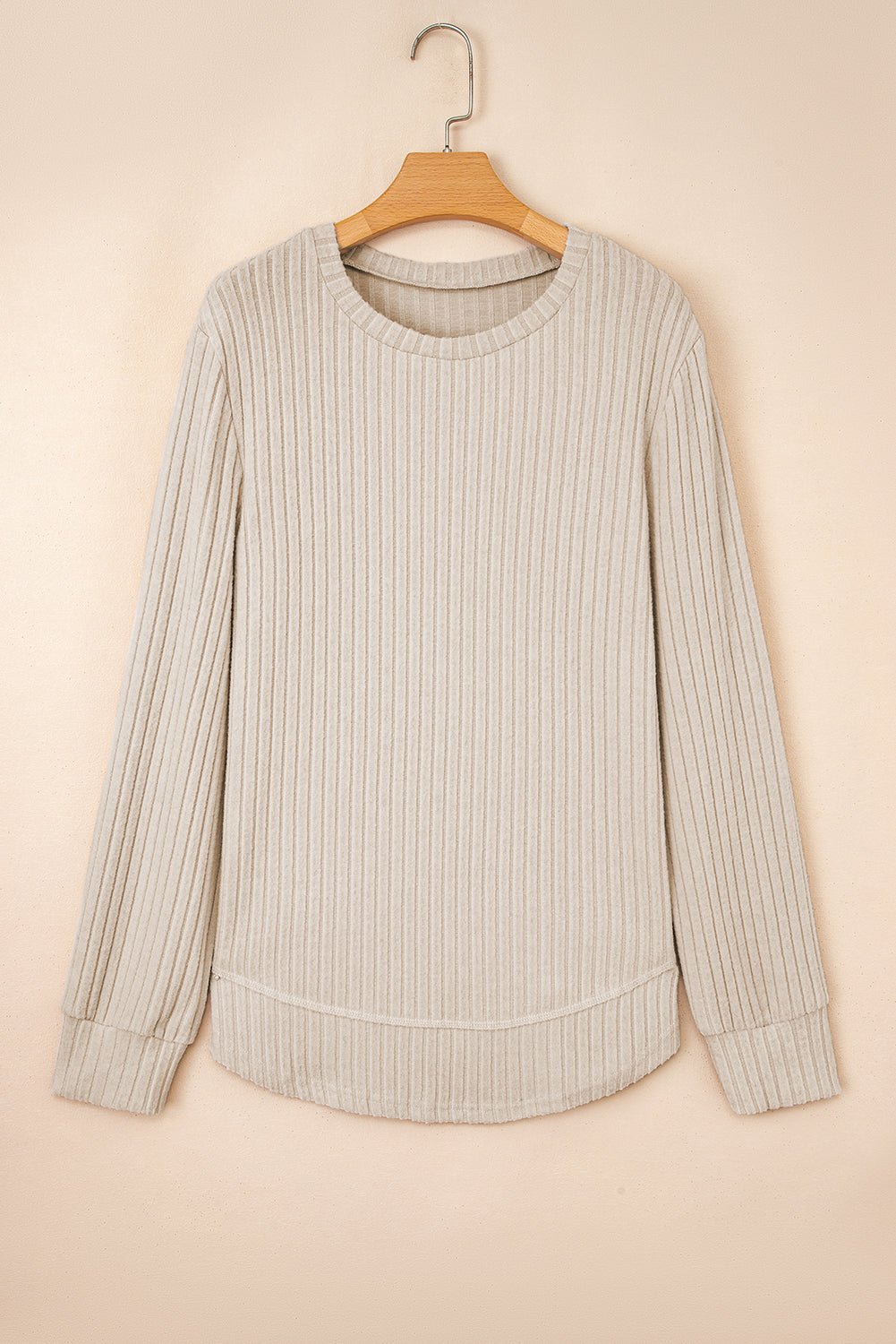 Solid Ribbed Knit Textured Round Neck Top - Rooted & Reckless Co.
