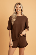 Solid Ribbed Lettuce Trim Top & Shorts Set - Rooted & Reckless Co.