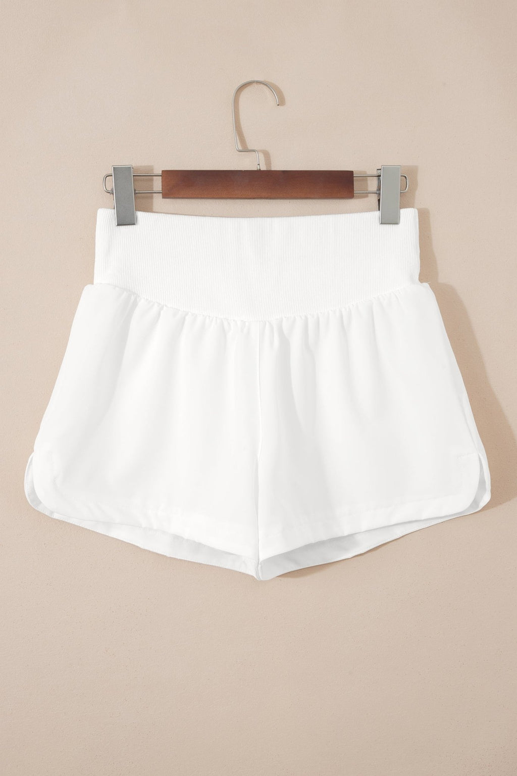 Solid Ribbed Patchwork High Waist Athletic Shorts - Rooted & Reckless Co.