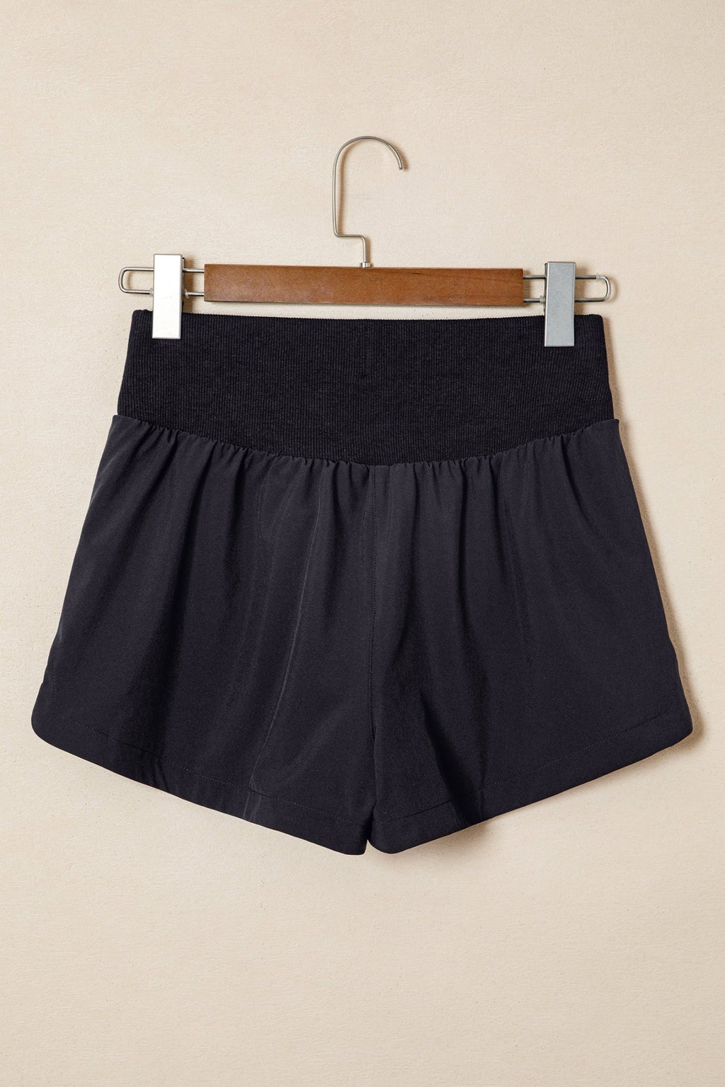 Solid Ribbed Patchwork High Waist Athletic Shorts - Rooted & Reckless Co.