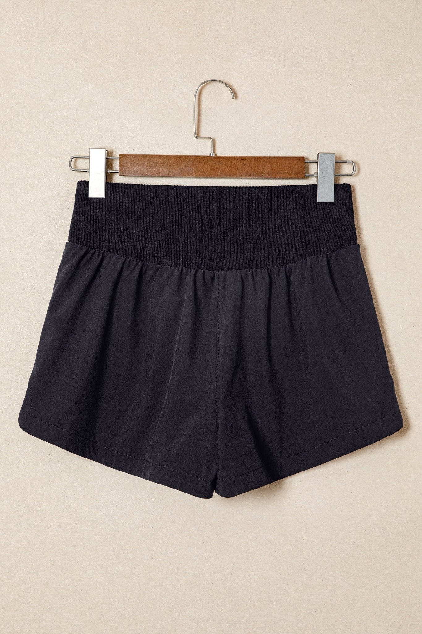 Solid Ribbed Patchwork High Waist Athletic Shorts - Rooted & Reckless Co.