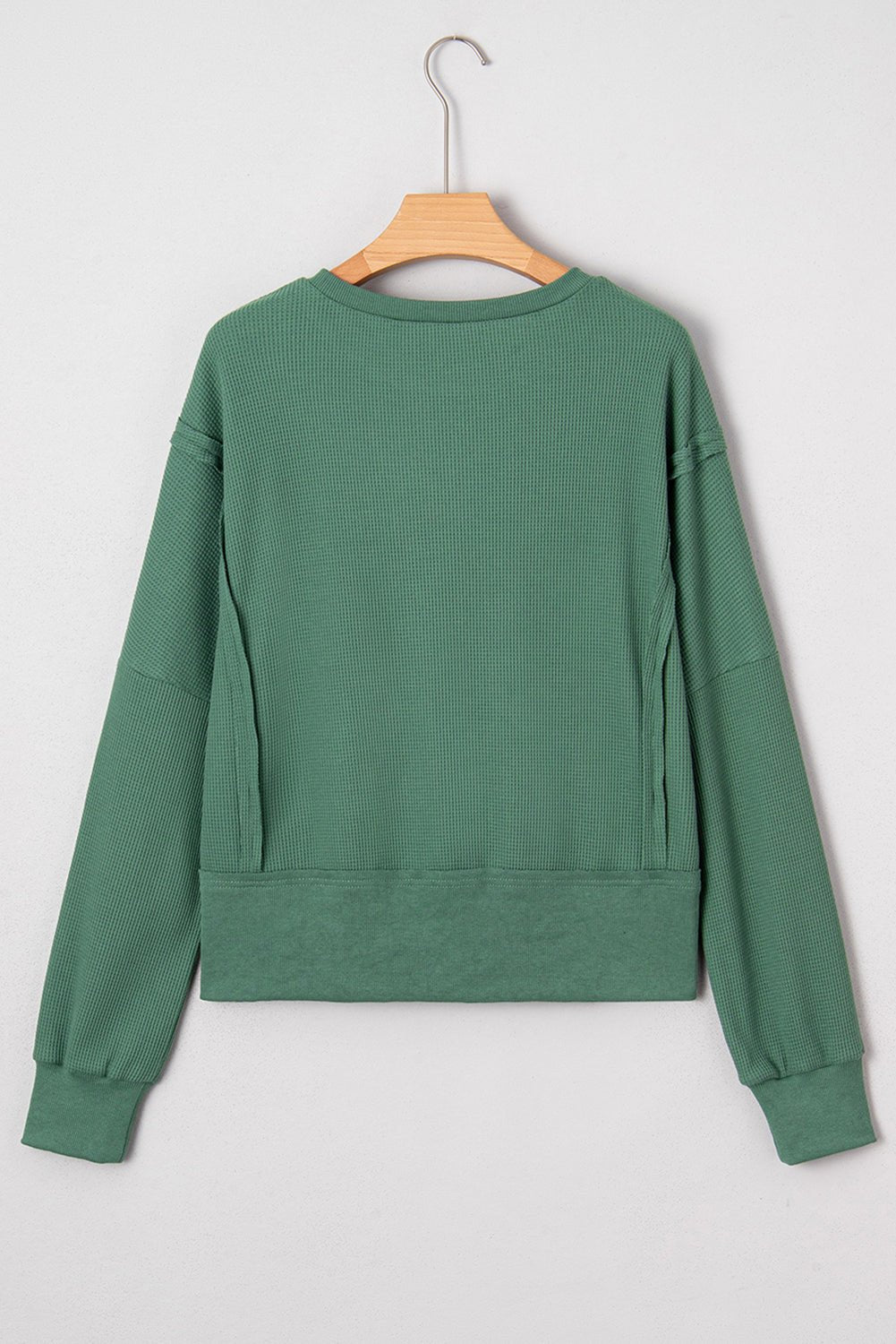 Solid Ribbed Raw Seam Patchwork Drop Shoulder Sweatshirt - Rooted & Reckless Co.