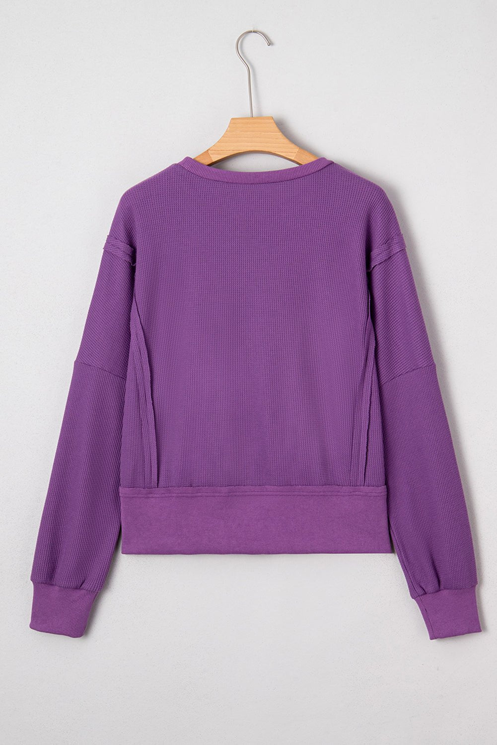 Solid Ribbed Raw Seam Patchwork Drop Shoulder Sweatshirt - Rooted & Reckless Co.