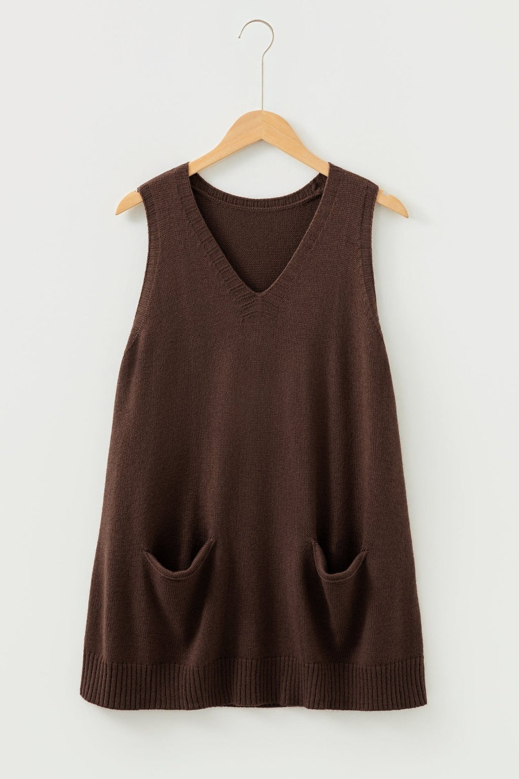 Solid Ribbed Trim Deep V-Neck Sleeveless Tunic Sweater - Rooted & Reckless Co.