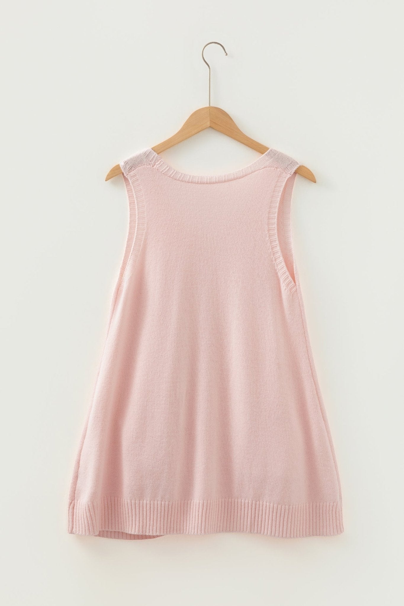 Solid Ribbed Trim Deep V-Neck Sleeveless Tunic Sweater - Rooted & Reckless Co.