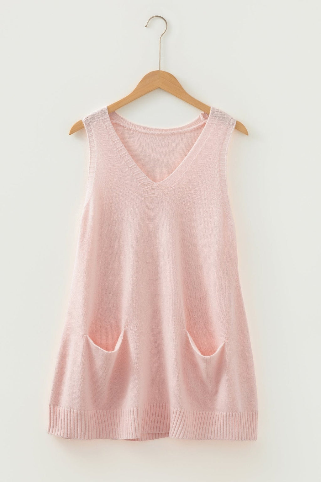 Solid Ribbed Trim Deep V-Neck Sleeveless Tunic Sweater - Rooted & Reckless Co.