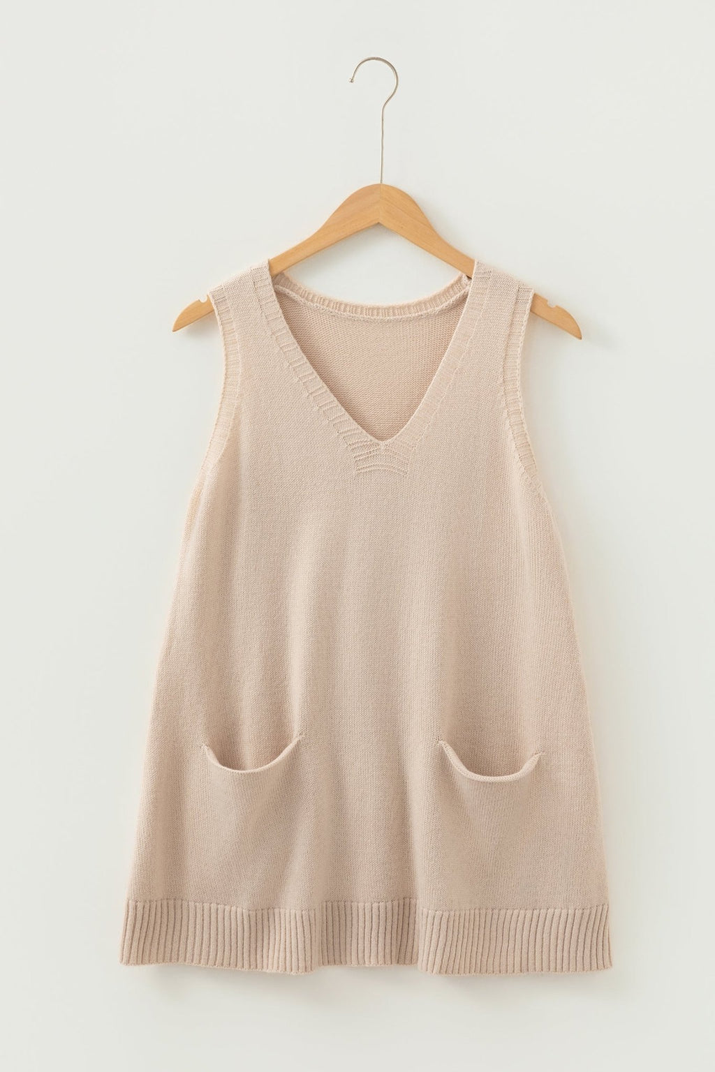Solid Ribbed Trim Deep V-Neck Sleeveless Tunic Sweater - Rooted & Reckless Co.