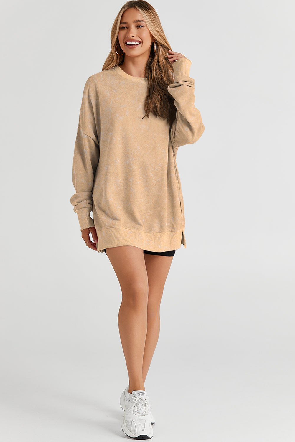 Solid Ribbed Trim Drop Shoulder Oversize Sweatshirt - Rooted & Reckless Co.
